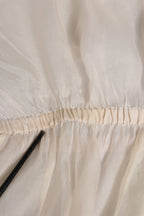 White Silk Cotton Ascot Collar Blouse Top