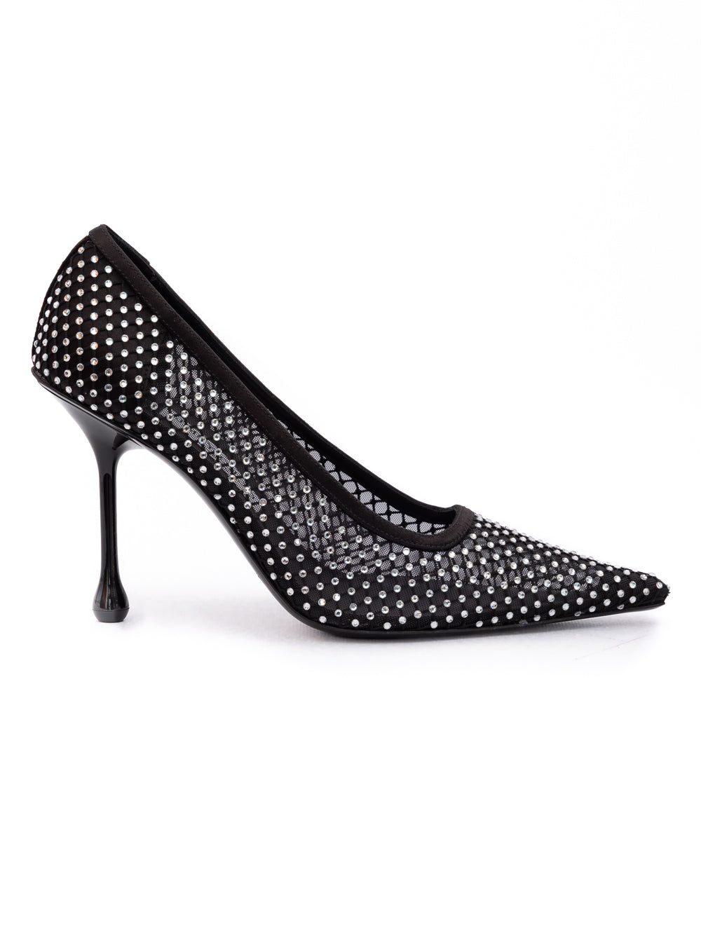 Black Mesh Satin Crystal Ixia 95 Pumps