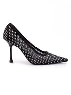 Black Mesh Satin Crystal Ixia 95 Pumps