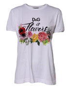 White D&G Is Flowers Embellished T-shirt