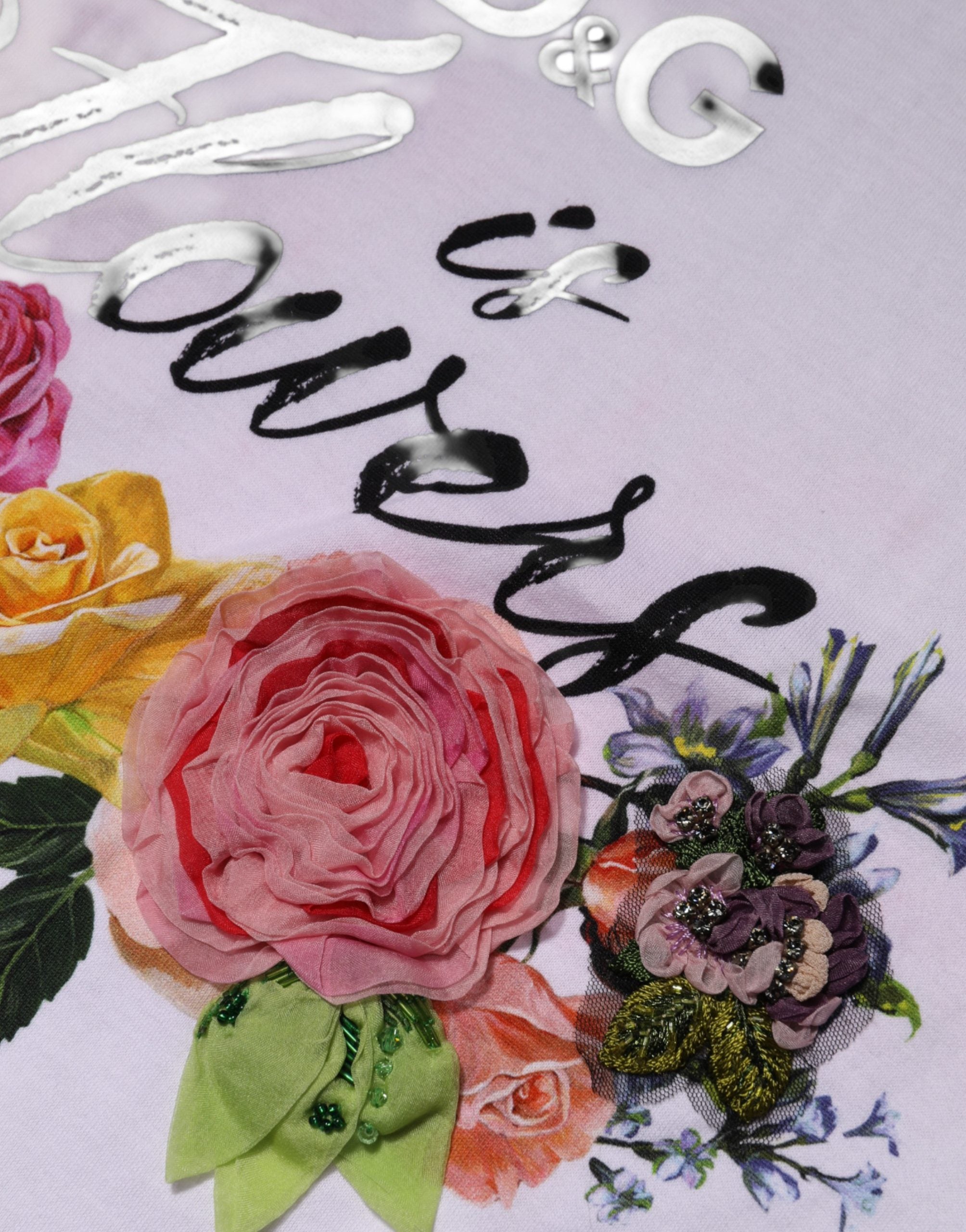 White D&G Is Flowers Embellished T-shirt