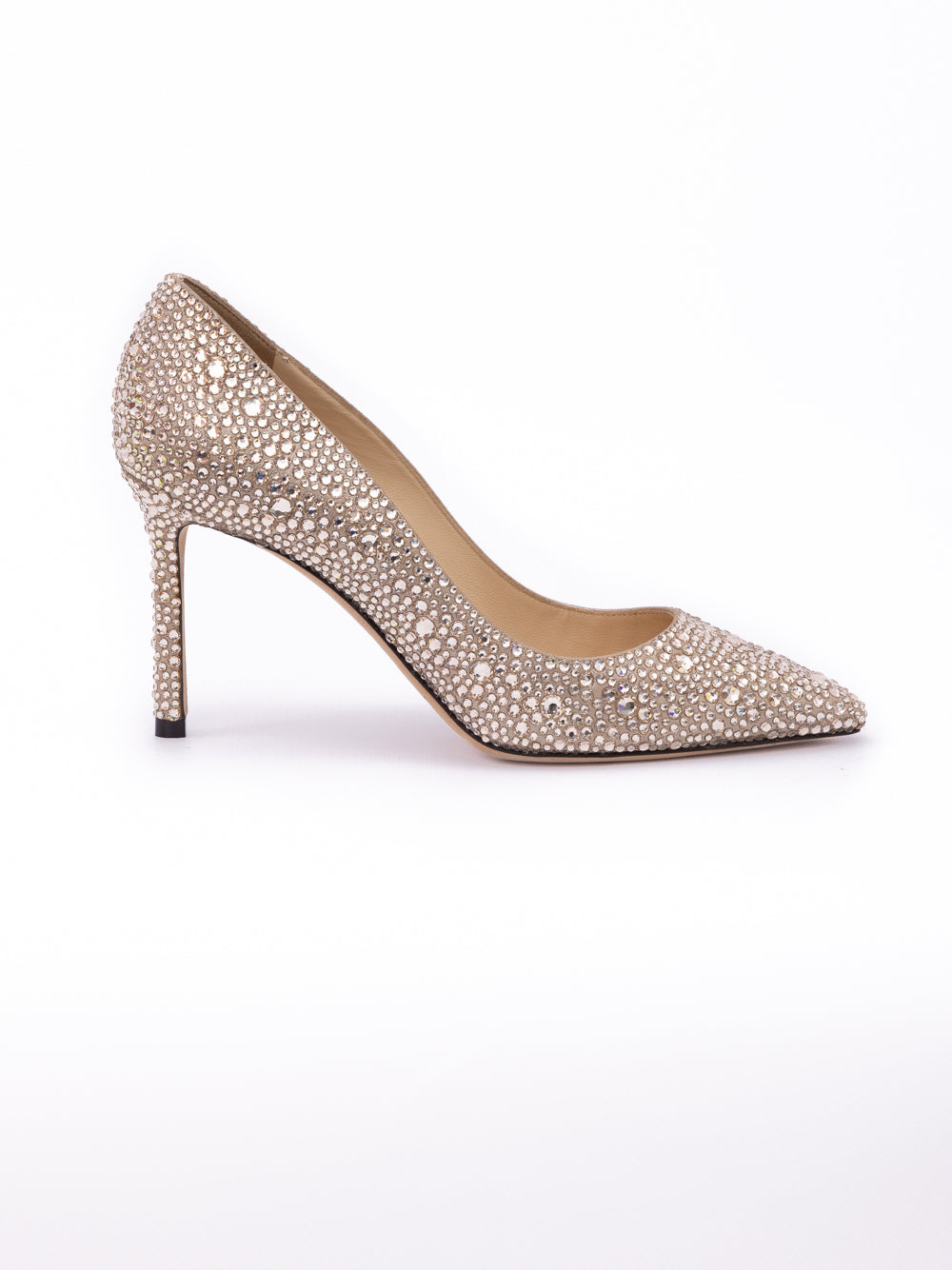 Honey Gold Shimmer Suede Crystals Romy 85 pumps