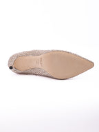 Honey Gold Shimmer Suede Crystals Romy 85 pumps