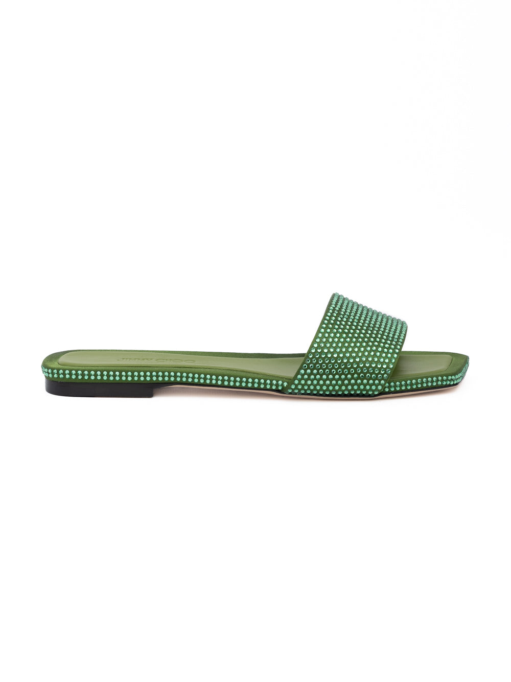 Green Satin Crystal Clovis Flat