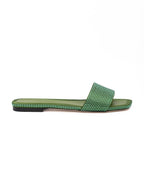 Green Satin Crystal Clovis Flat