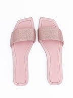 Pink Satin Crystal Clovis Flat