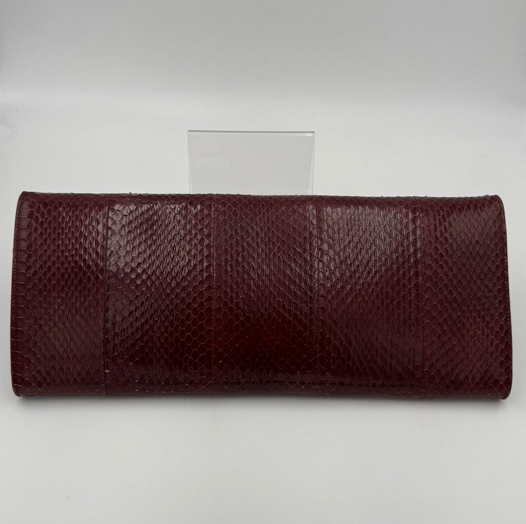 CELINE TRIOMPHE Reptile Skin Burgundy Clutch
