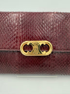 CELINE TRIOMPHE Reptile Skin Burgundy Clutch