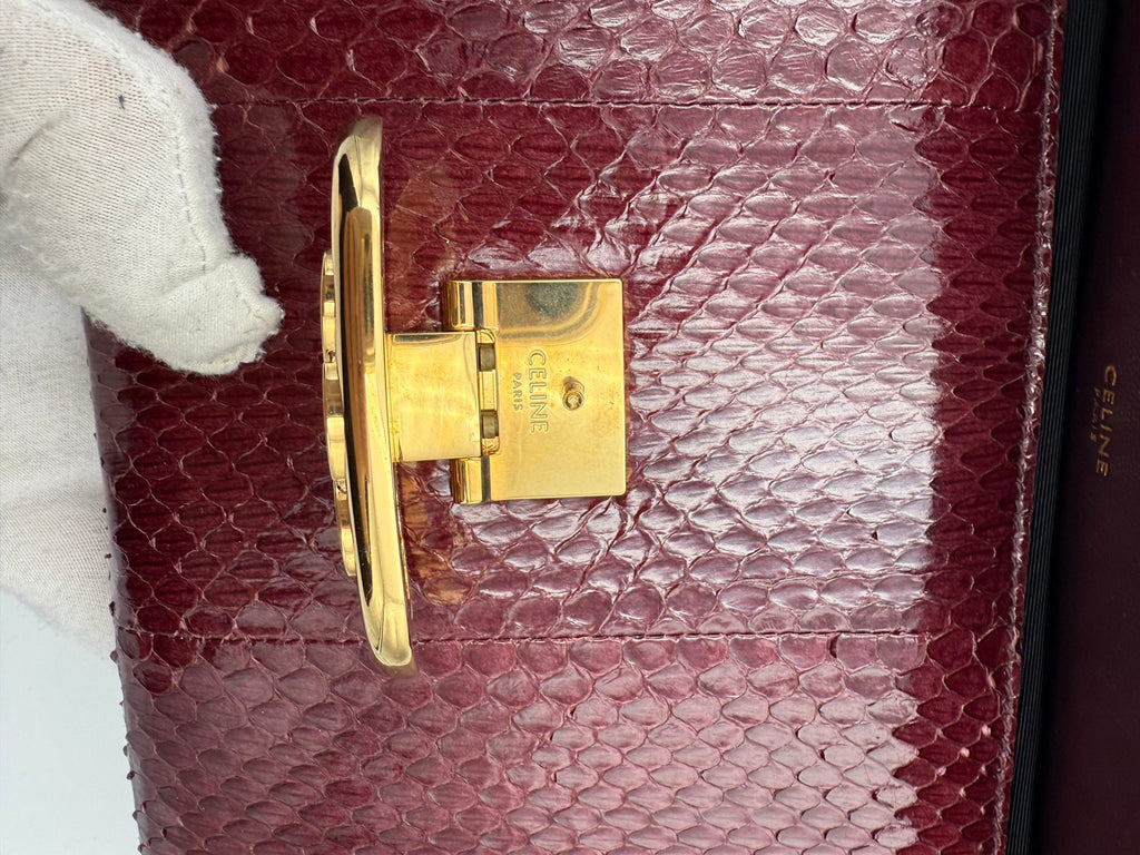 CELINE TRIOMPHE Reptile Skin Burgundy Clutch