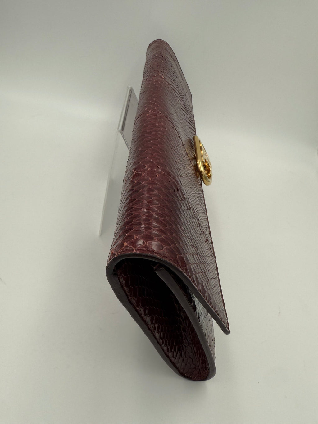 CELINE TRIOMPHE Reptile Skin Burgundy Clutch