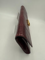 CELINE TRIOMPHE Reptile Skin Burgundy Clutch