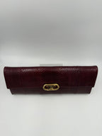 CELINE TRIOMPHE Reptile Skin Burgundy Clutch