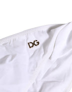 White Nylon DG Logo Plaque Bikini Bottom Swimwear