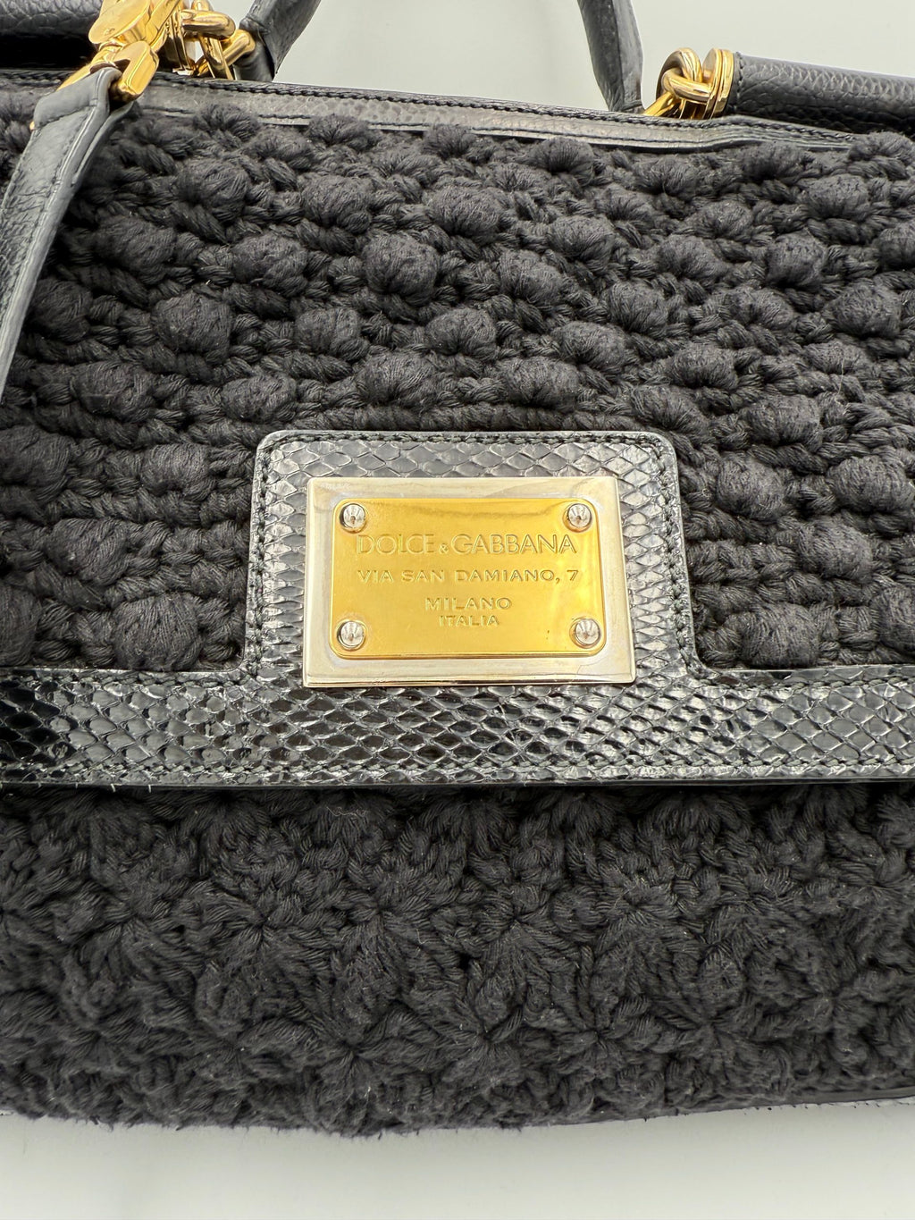 DOLCE & GABBANA Sicily Python and Macramé Handbag