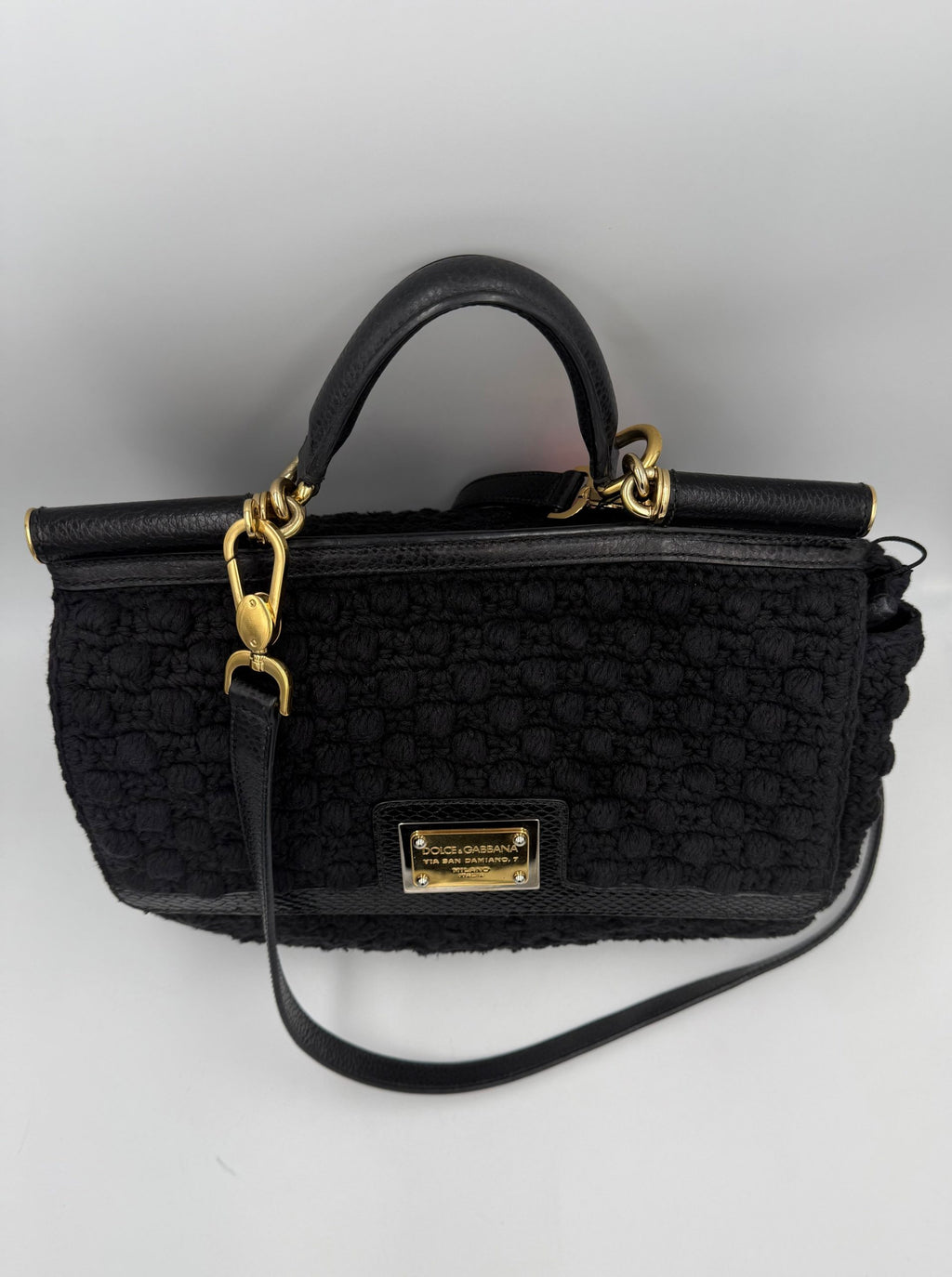 DOLCE & GABBANA Sicily Python and Macramé Handbag