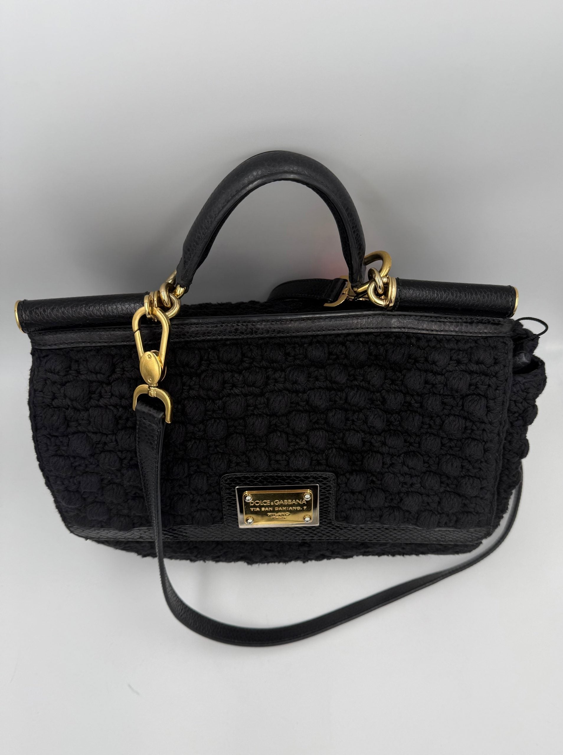 DOLCE & GABBANA Sicily Python and Macramé Handbag