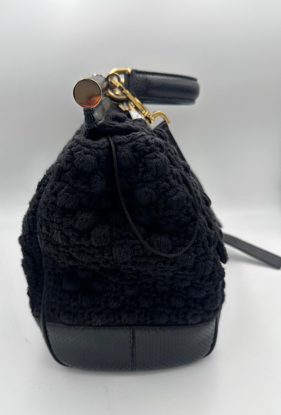 DOLCE & GABBANA Sicily Python and Macramé Handbag