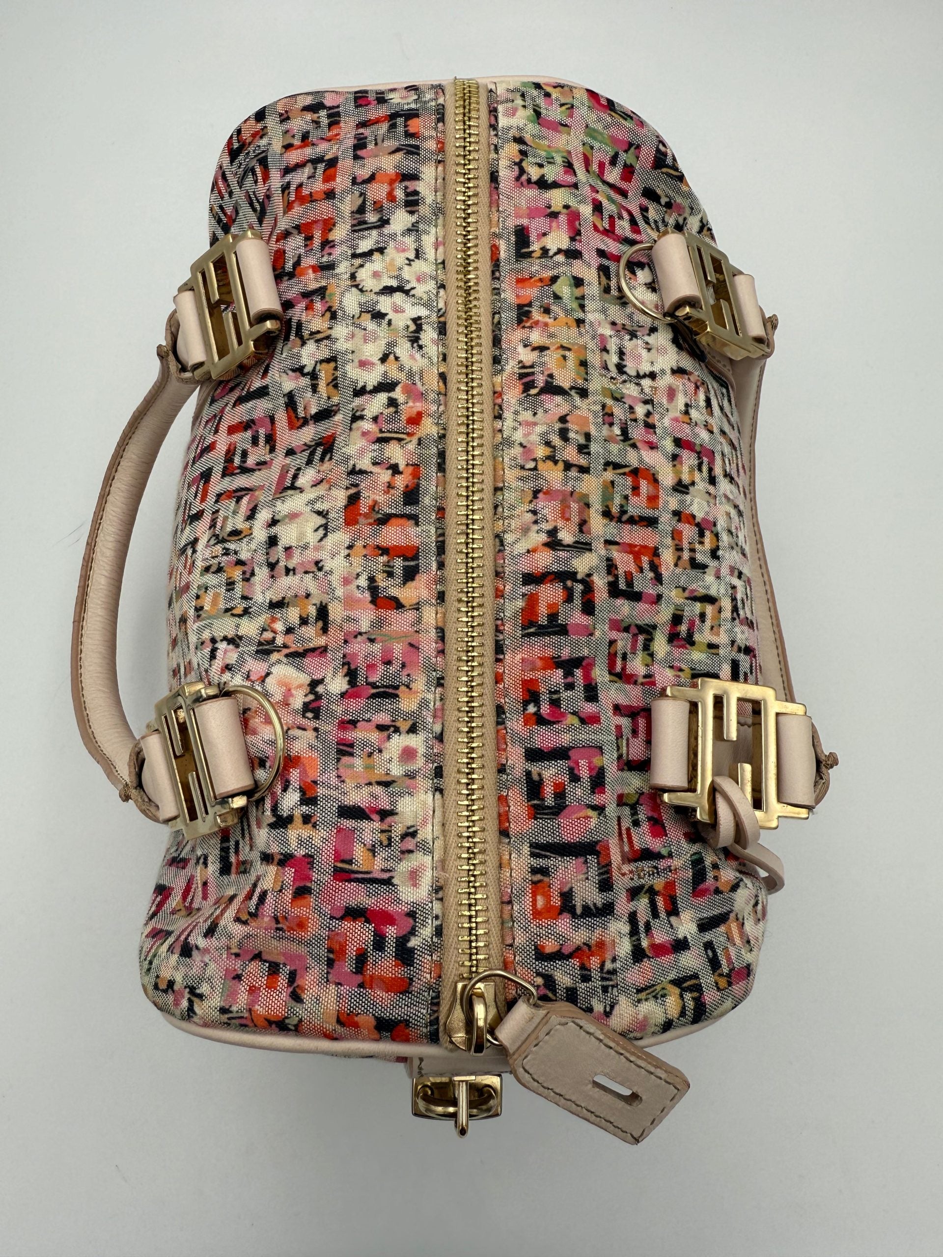 FENDI Bauletto FF Fabric Flowers Handbag