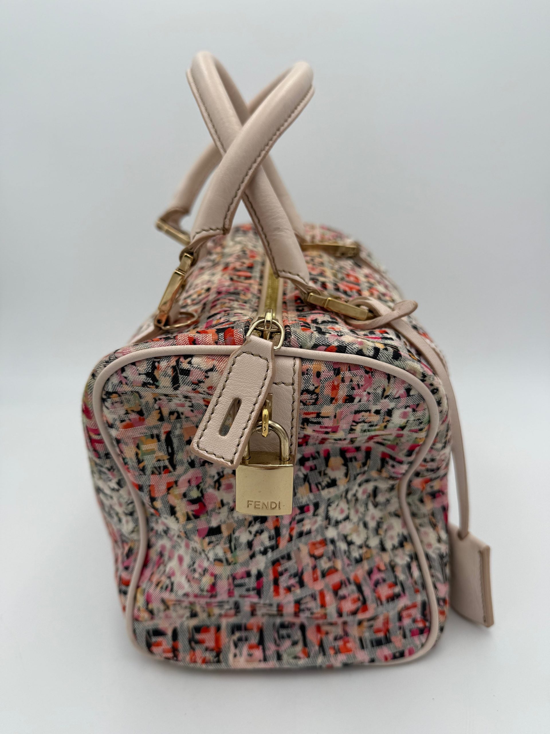 FENDI Bauletto FF Fabric Flowers Handbag