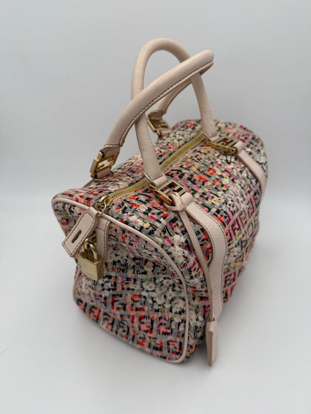 FENDI Bauletto FF Fabric Flowers Handbag