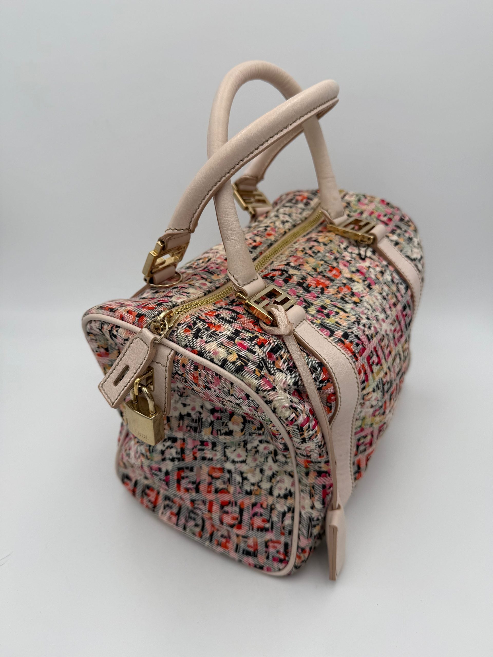 FENDI Bauletto FF Fabric Flowers Handbag