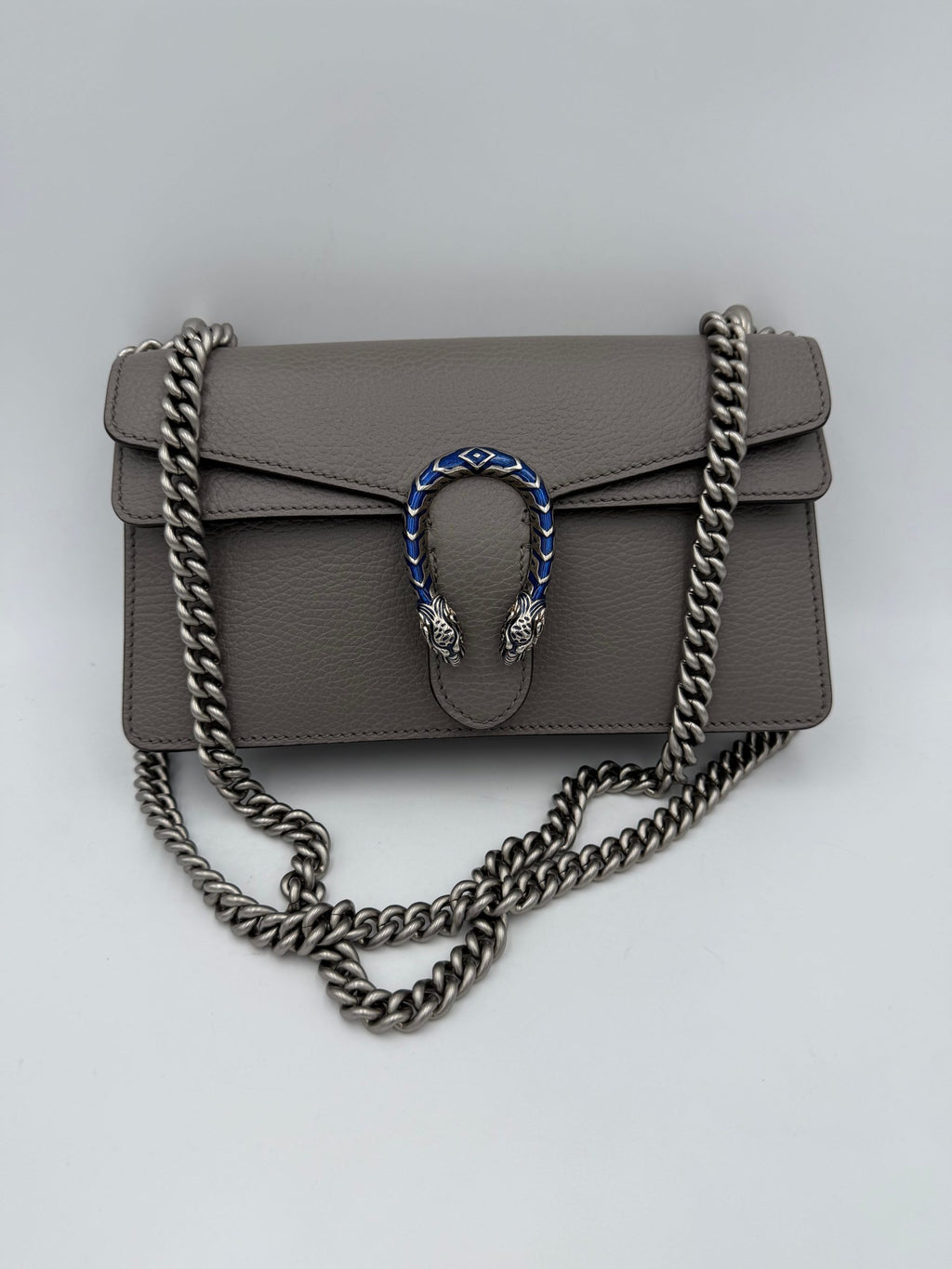 GUCCI DIONYSUS Hammered Leather Grey Handbag