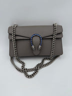 GUCCI DIONYSUS Hammered Leather Grey Handbag