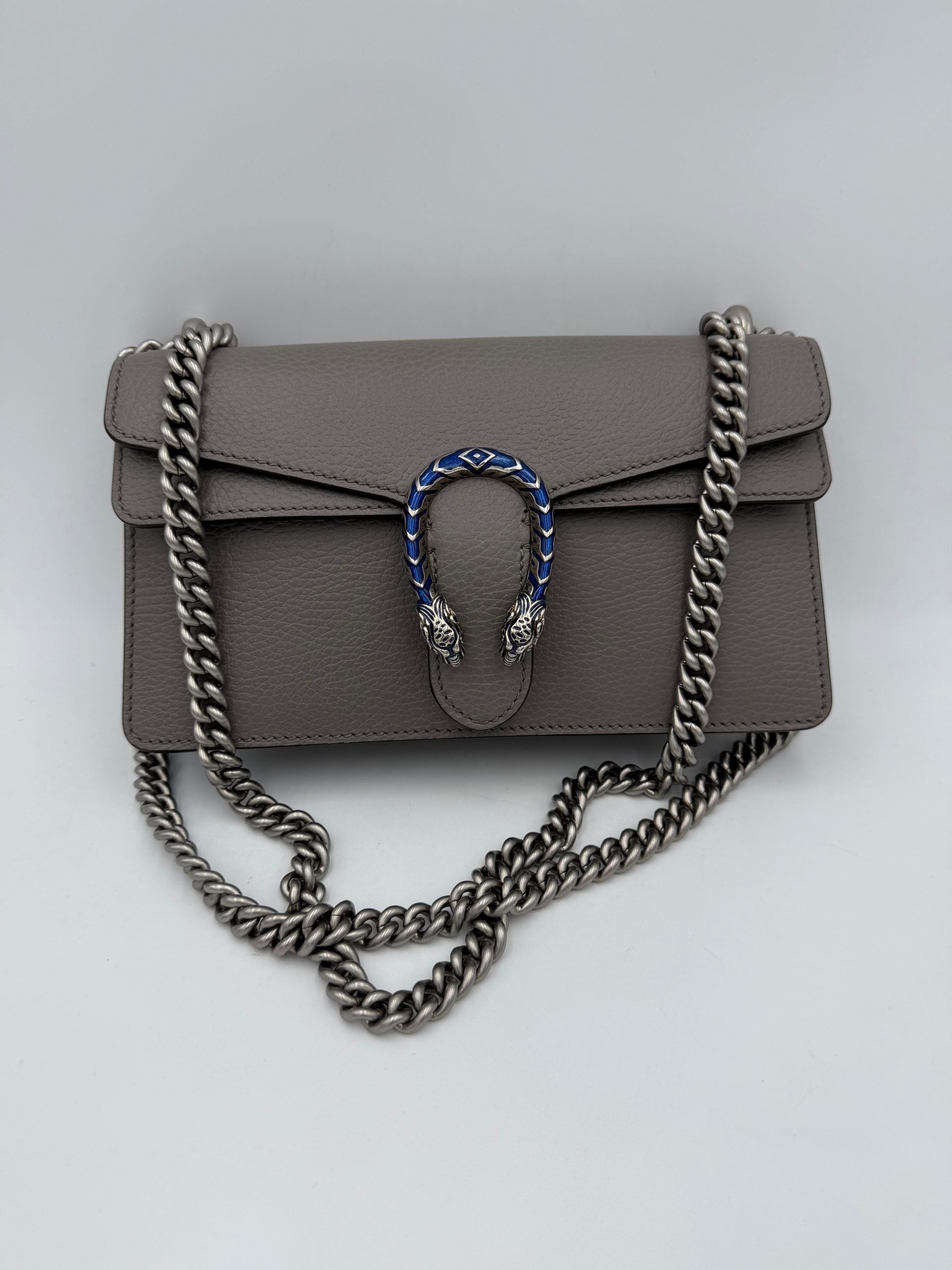 GUCCI DIONYSUS Hammered Leather Grey Handbag