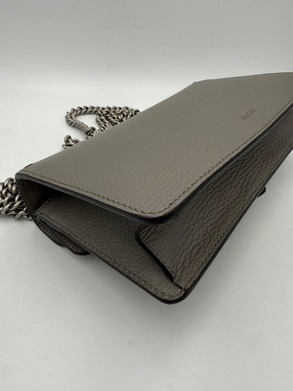 GUCCI DIONYSUS Hammered Leather Grey Handbag