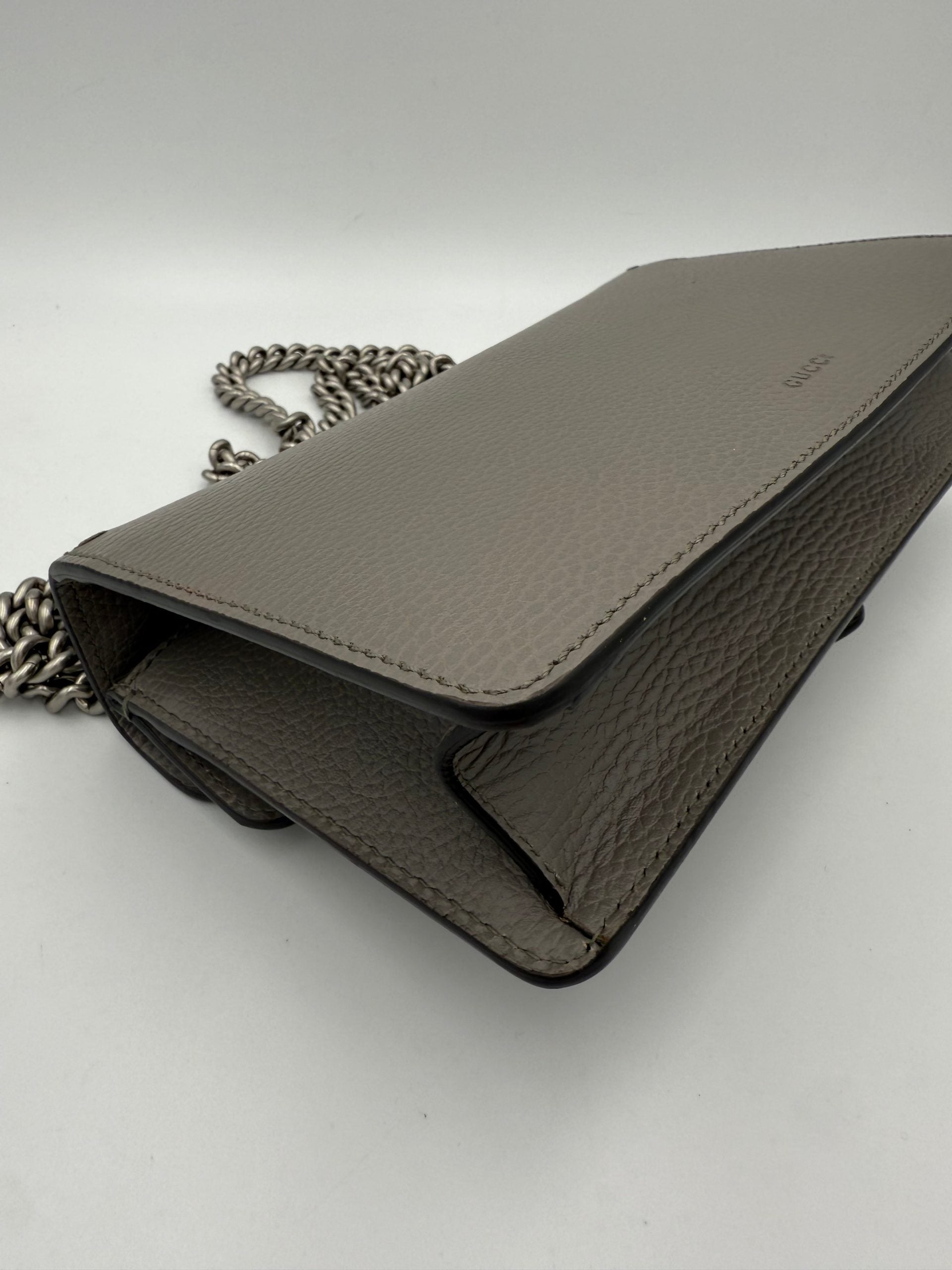 GUCCI DIONYSUS Hammered Leather Grey Handbag