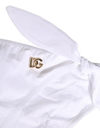 White Nylon DG Logo Plaque Bikini Bottom Swimwear