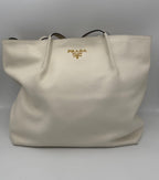 PRADA SHOPPING White Leather Handbag