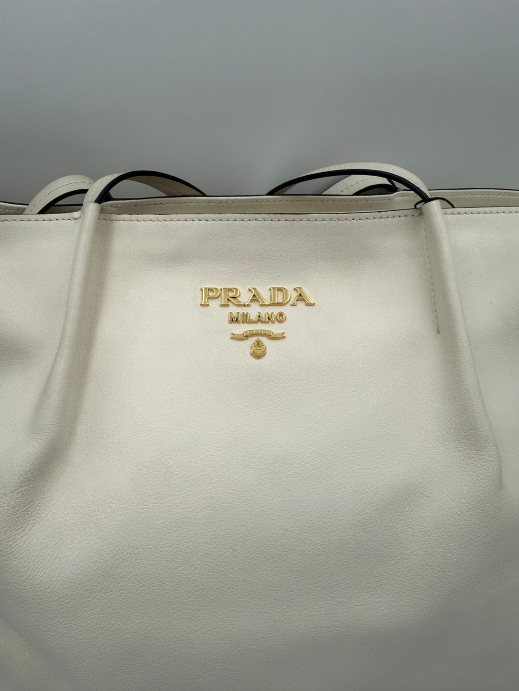 PRADA SHOPPING White Leather Handbag