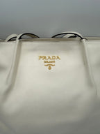PRADA SHOPPING White Leather Handbag