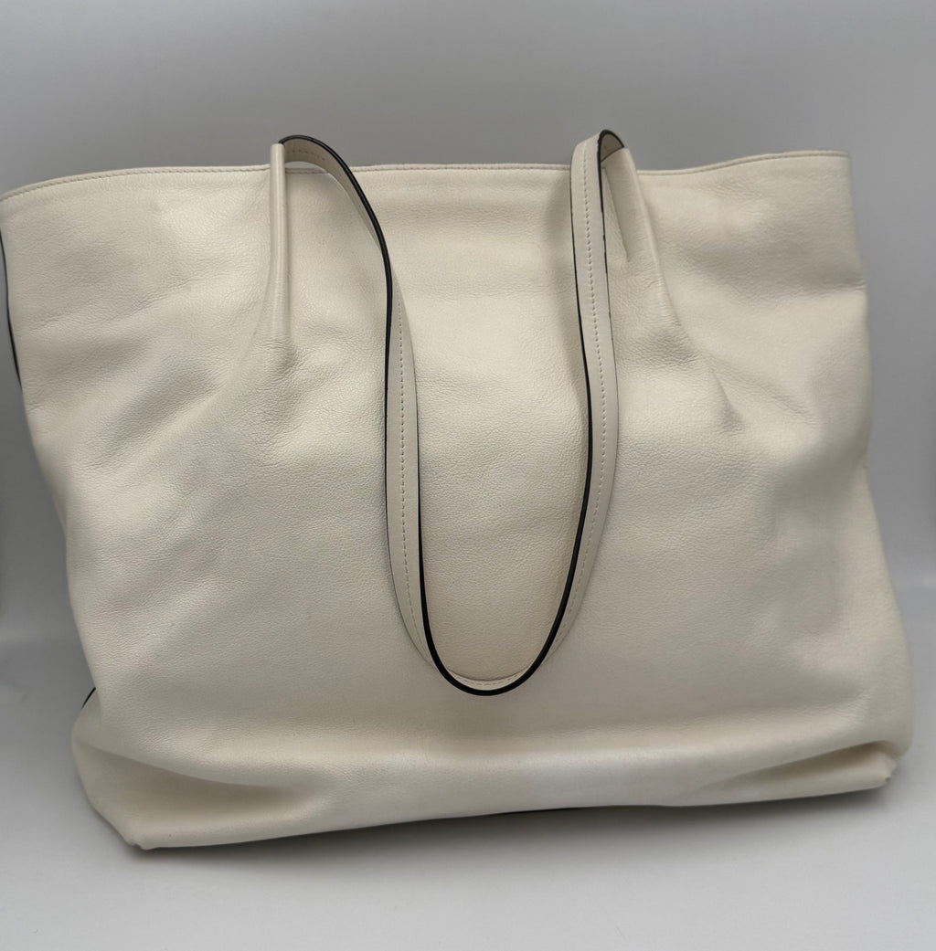 PRADA SHOPPING White Leather Handbag