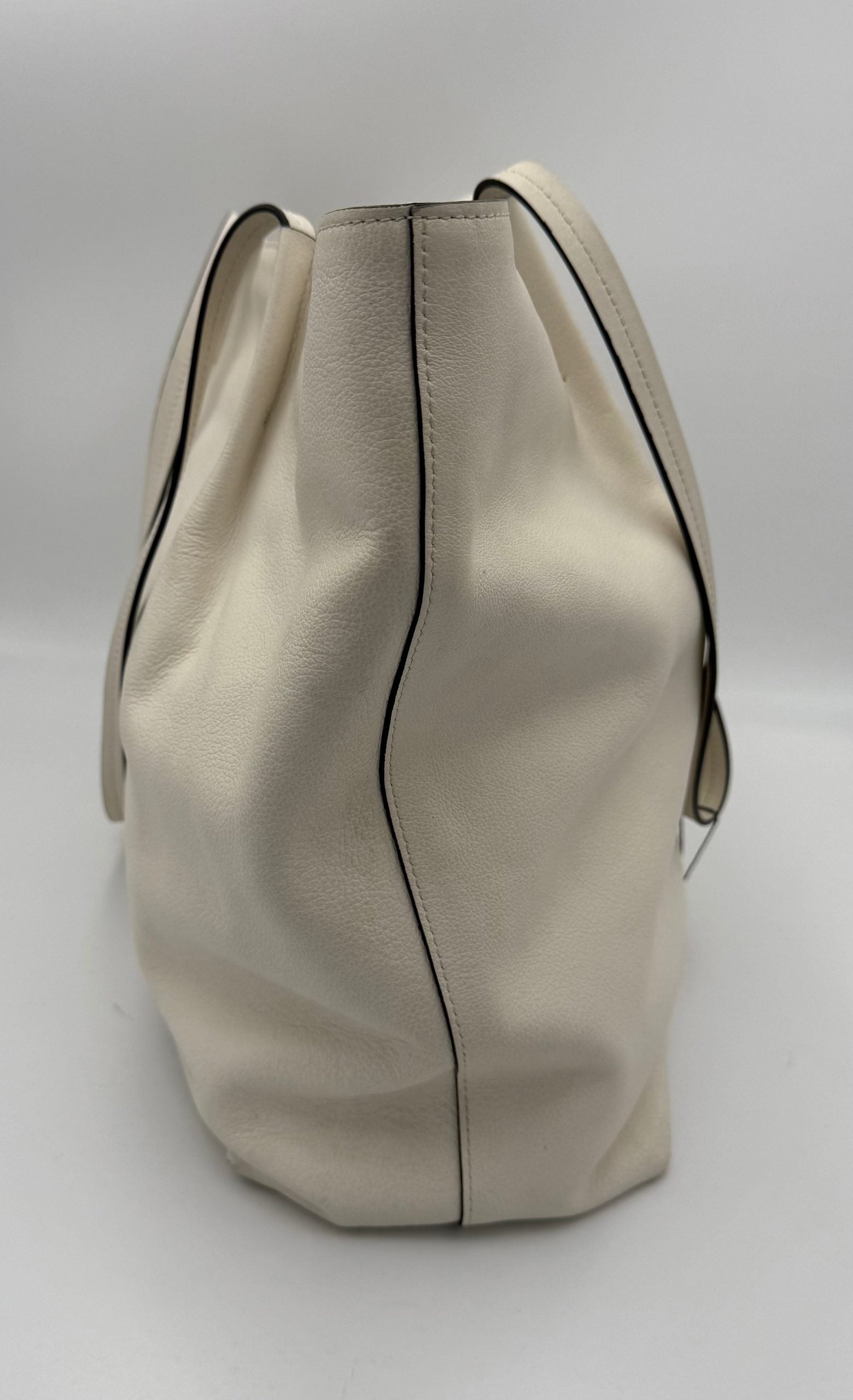 PRADA SHOPPING White Leather Handbag