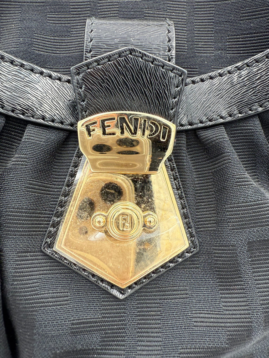 FENDI Hobo FF Zucca Black Shoulder Bag