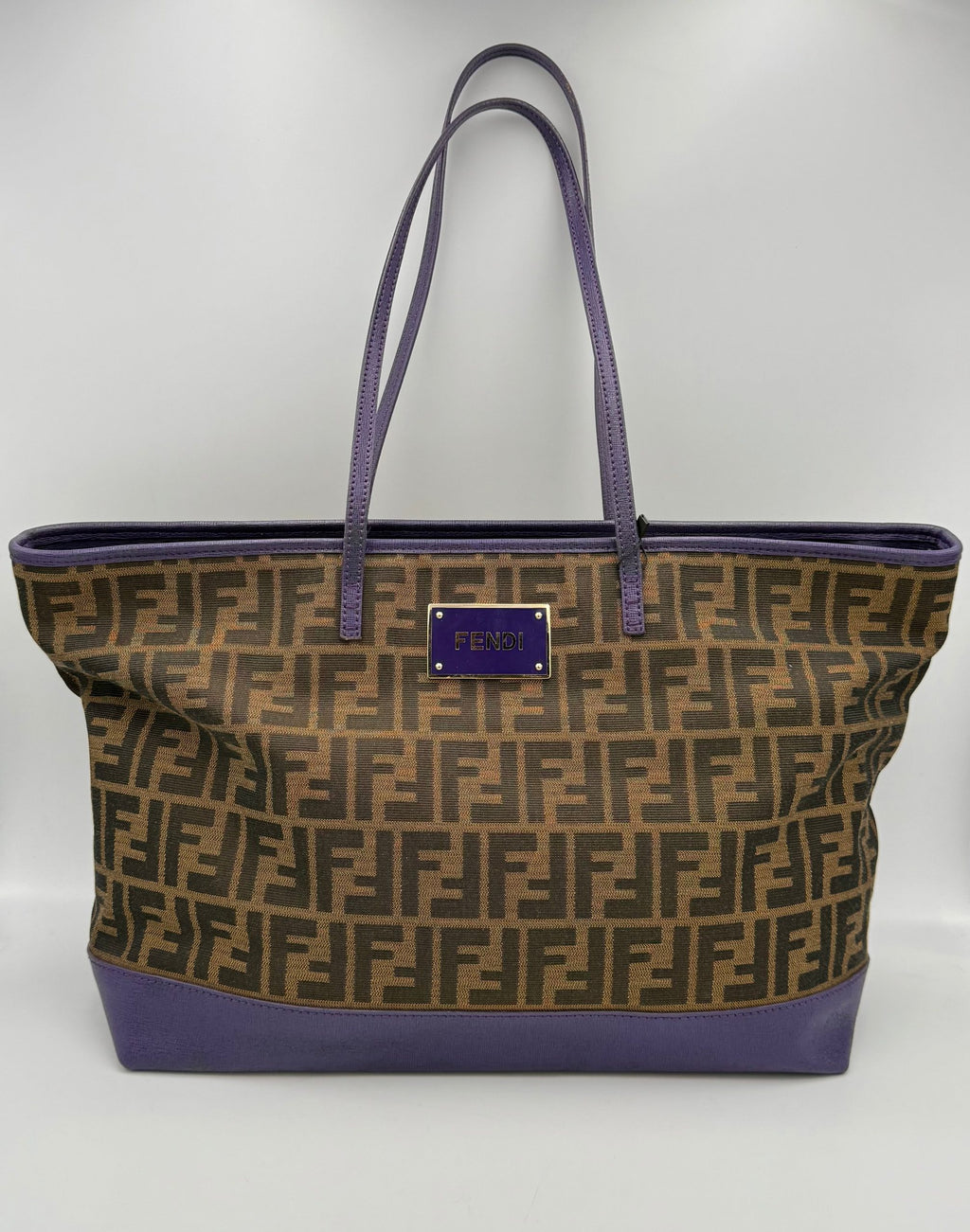 FENDI Roll FF Zucca and Purple Leather Bag