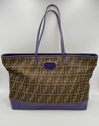 FENDI Roll FF Zucca and Purple Leather Bag