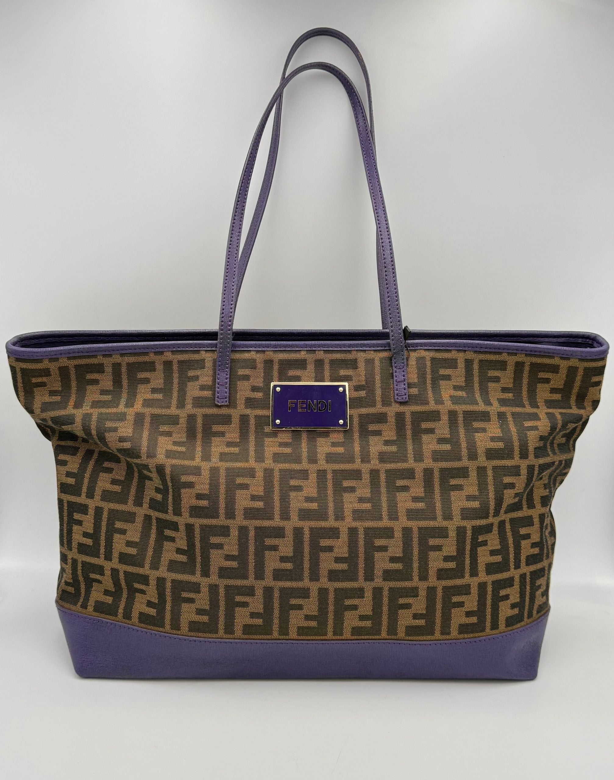 FENDI Roll FF Zucca and Purple Leather Bag