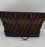 FENDI Roll FF Zucca and Purple Leather Bag