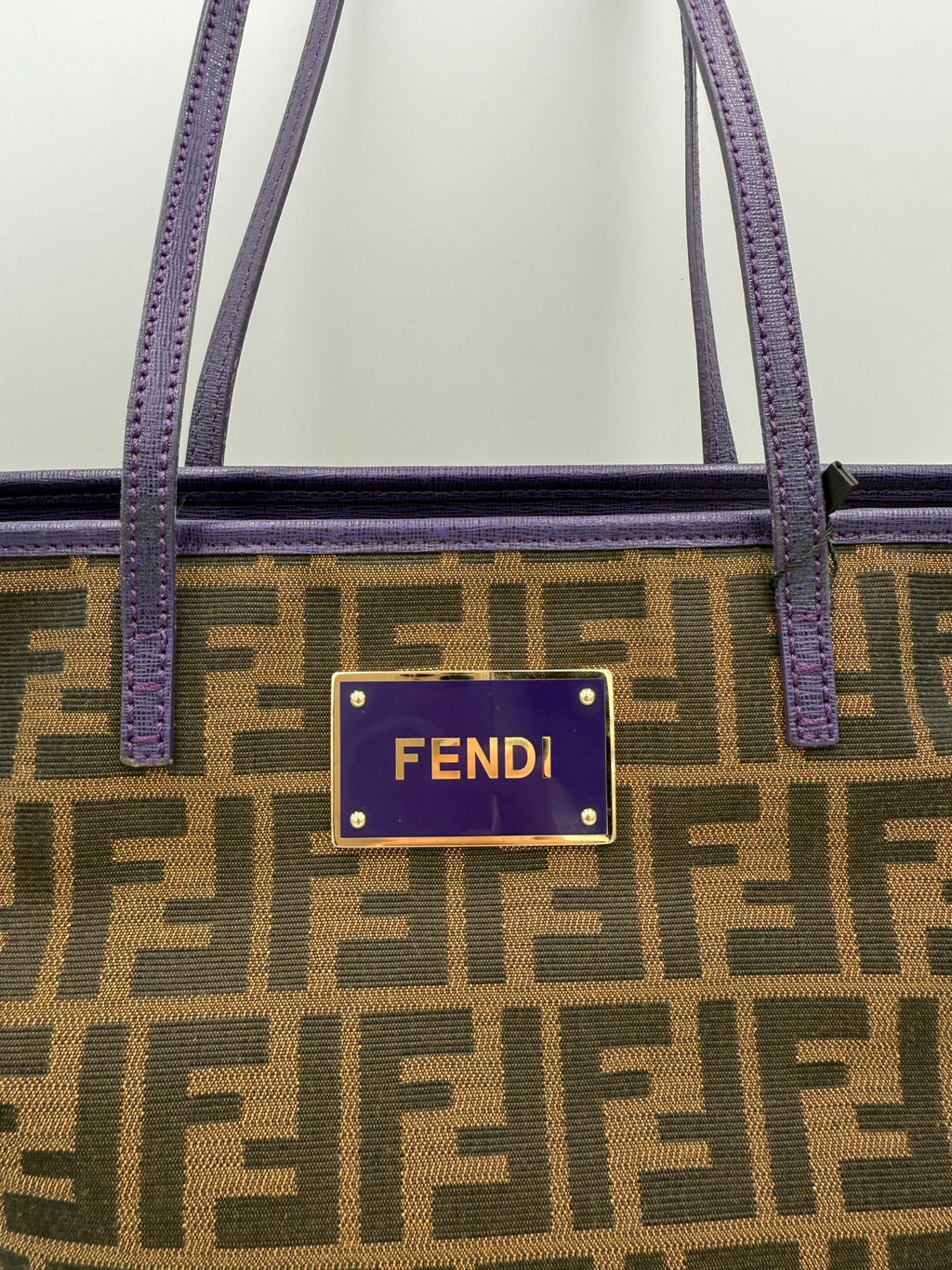 FENDI Roll FF Zucca and Purple Leather Bag