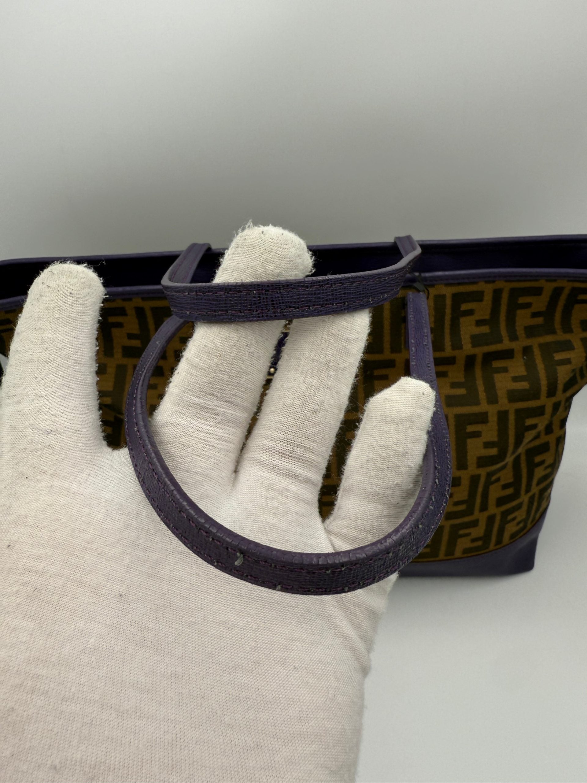 FENDI Roll FF Zucca and Purple Leather Bag