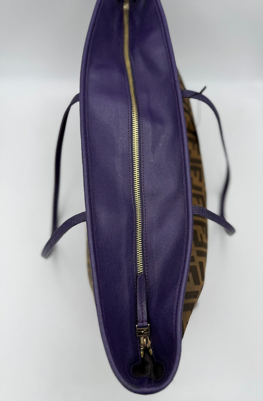 FENDI Roll FF Zucca and Purple Leather Bag