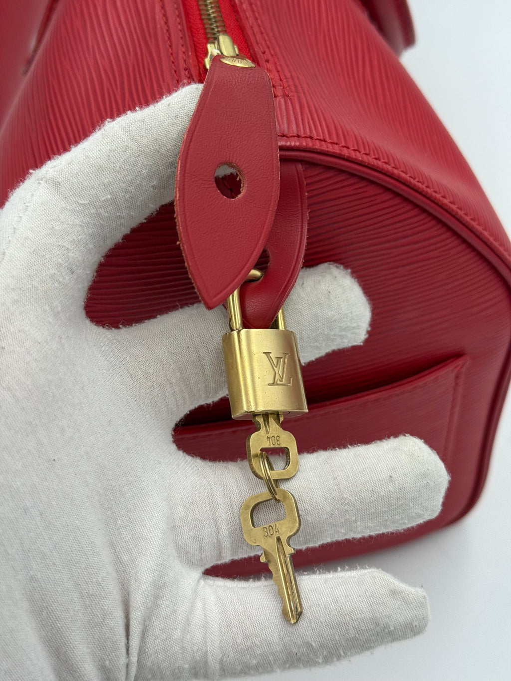 LOUIS VUITTON Speedy 35 EPI Red Handbag