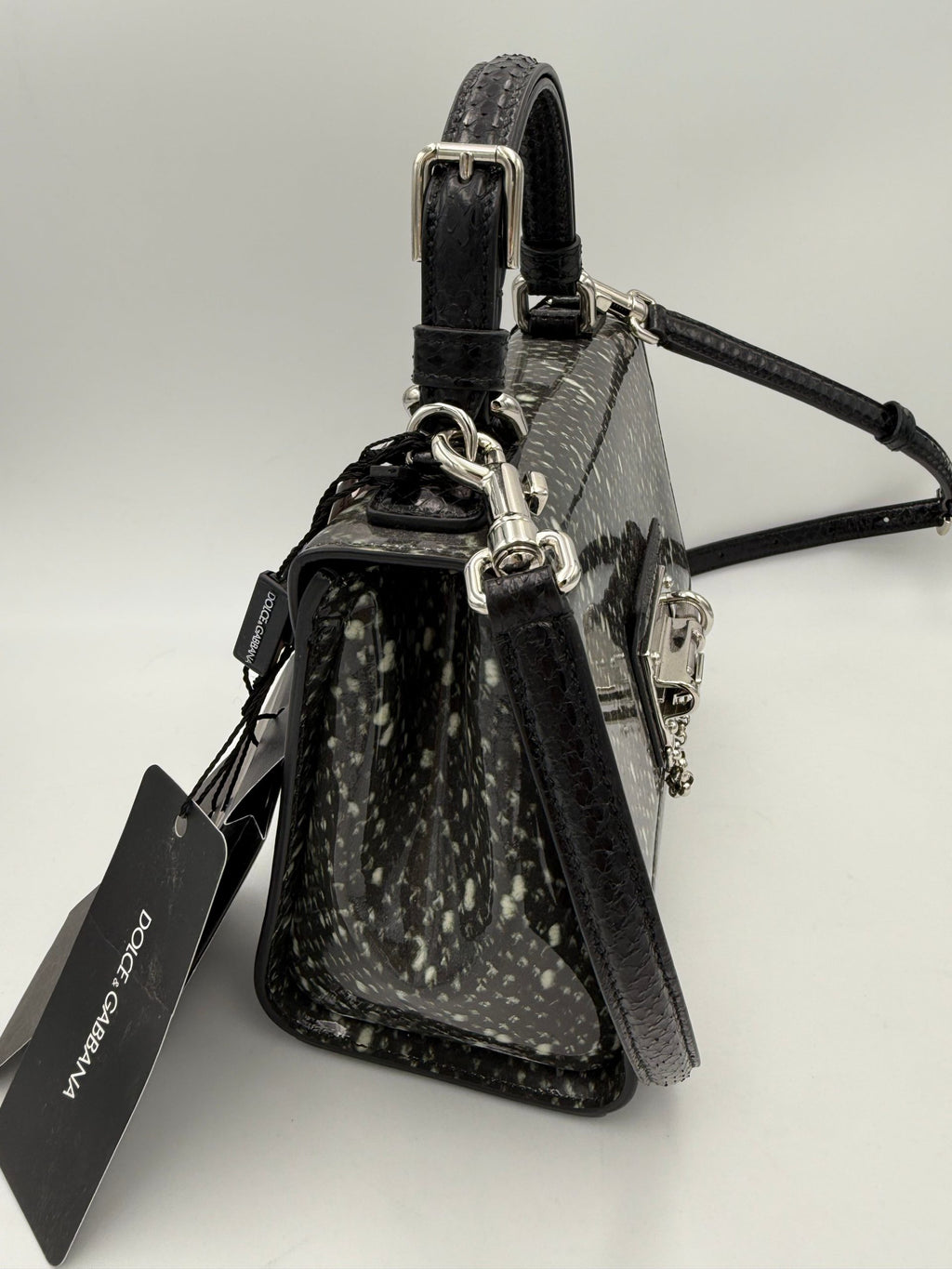 DOLCE & GABBANA Monica Python and Patent Handbag