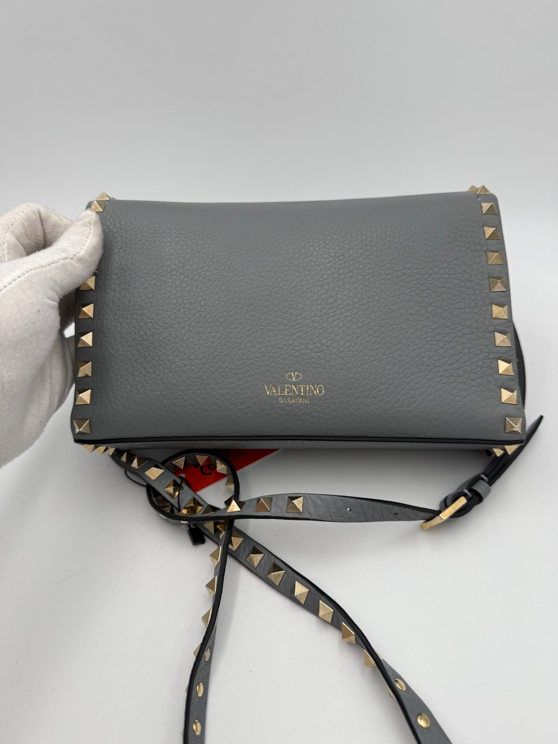 VALENTINO GARAVANI Rockstud Small Grey Handbag