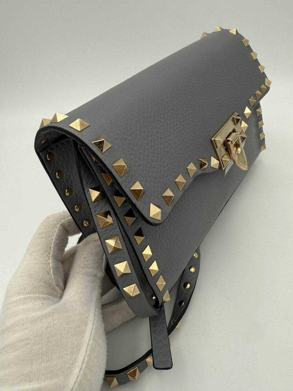 VALENTINO GARAVANI Rockstud Small Grey Handbag