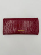 MIU MIU Rosso Crocodile Print Leather Wallet