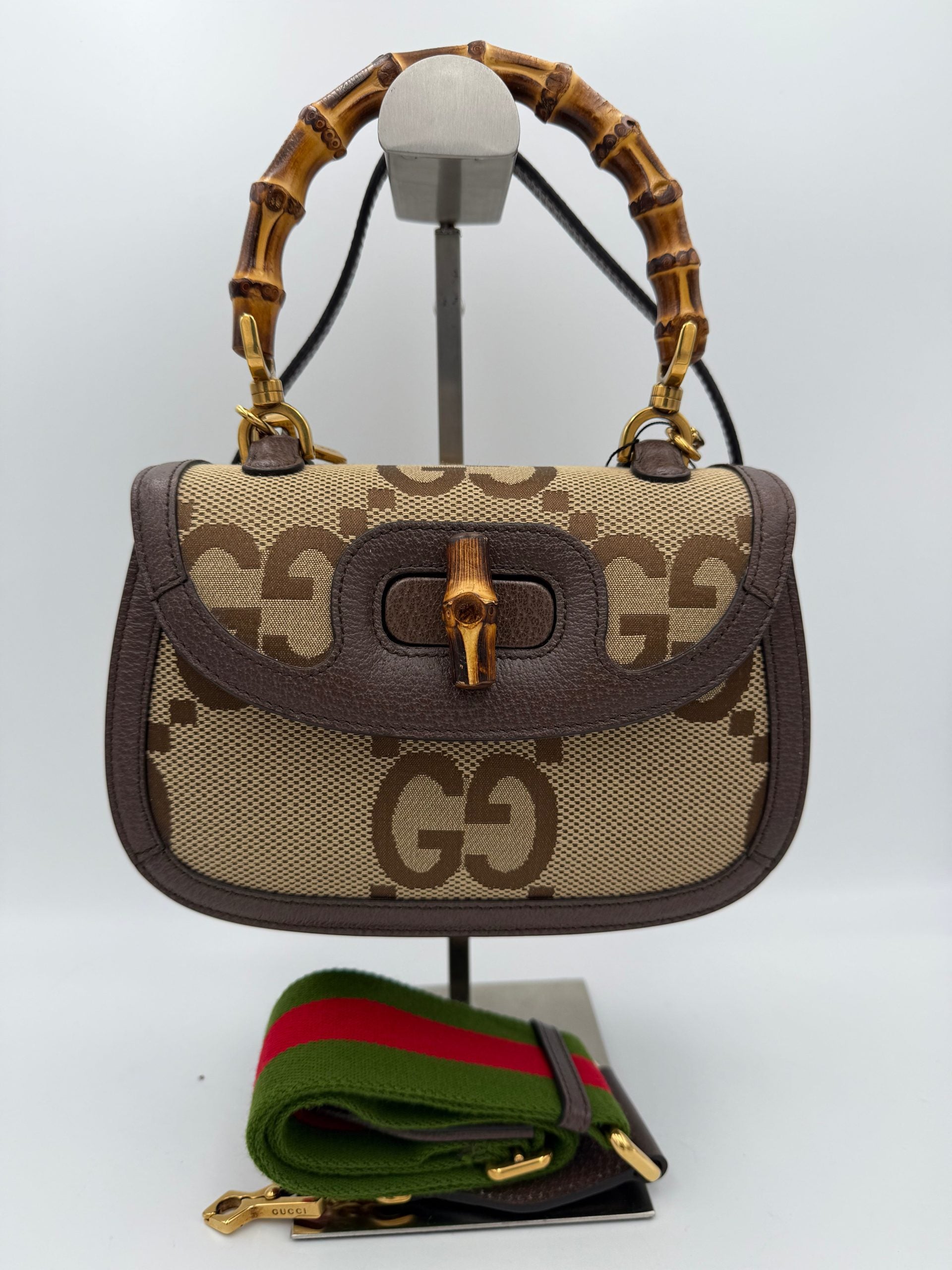 GUCCI BAMBOO 1947 GG Canvas Handbag